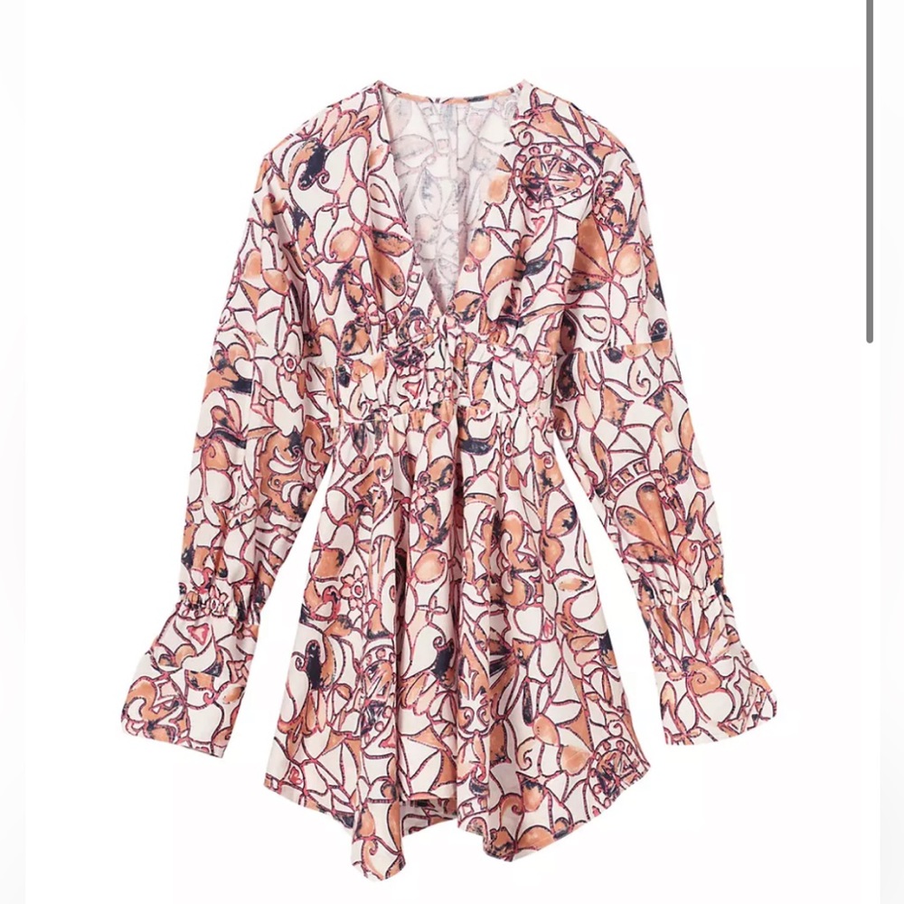 AL.C.
Salina Printed Linen Long-Sleeve Minidress size 8 NWT